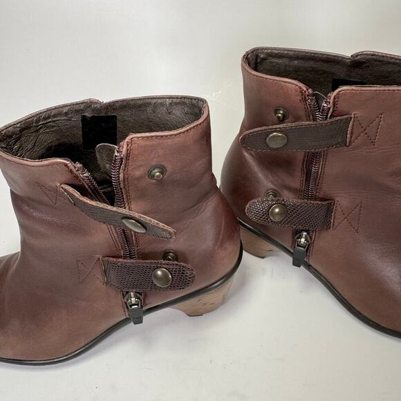 Dansko Ankle Booties Boots Snap Zipper Brown Women Size 37 - Picture 4 of 8